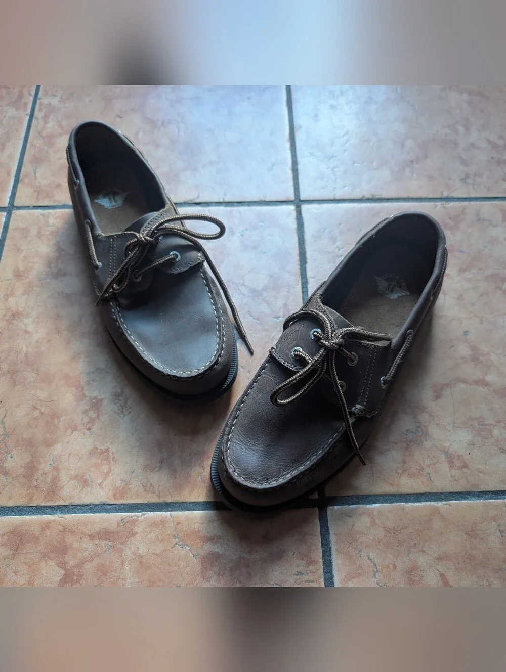 Mens' Dockers Classic Leather Boat Shoes Brown Leather Hand-Sewn Size 9M